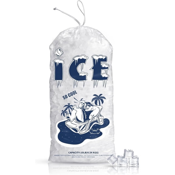 50 Pack Ice Bags 10 lb, Heavy-Duty Ice Bags with Drawstring(2 Mils Thickness)