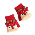 thumbnail image 2 of Gants Rouges Mitaines Enfants Hiver Chaud Décontracté Noël Tricot Motif Mignon Mitaines Plus Velours Gant Multifonction Sans Doigts, 2 of 5