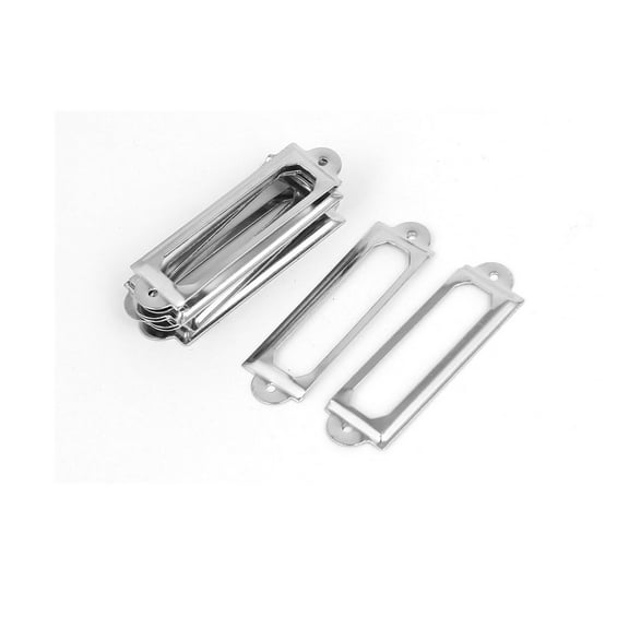 Office Apothecary Drawer Label Tag Card Holders Silver Tone 60x17x1.5mm 12pcs