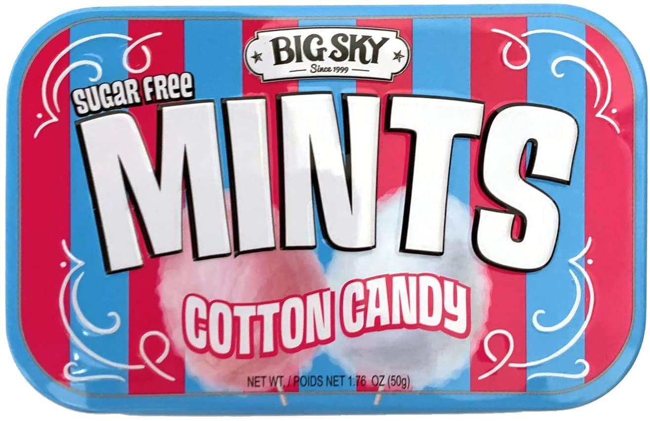 Big Sky Sugar Free Mint Candy, Cotton Candy Flavor, 50g Tin 6 Count