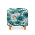 thumbnail image 2 of SCRAWLGOD Daisy Floral Print Teal White Ottoman Cover Square, Stretch Thick Ottoman Slipcover Washable Storage Ottoman Cover Foot Stool Cover with Elastic Bottom for Living Room, 2 of 7