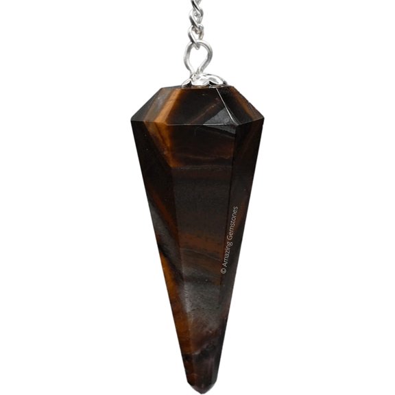 Red Tiger Eye Agate Crystal Pendulum Dowsing Reiki Hexagonal Points