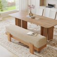 thumbnail image 4 of Tribesigns 55-Inch Dining Bench, Modern Upholstered Dining Bench with Fabric Padded Seat and MDF Frame for Dining Room, Living Room (Beige & Oak), 4 of 7