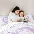thumbnail image 5 of jejeloiu Monogrammed Q King Size Comforter Sets,Cute Bowknot Bowtie Bedding Comforter Set,Light Purple White Bedding Set,Microfiber Room Decorative Reversible,3 Pieces, 5 of 8