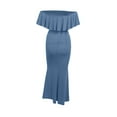 thumbnail image 3 of VISgogo, vestido de noche con hombros descubiertos para mujer, elegante vestido de baile con volantes de Color sólido para cóctel, fiesta de boda VISgogo moda, 3 of 9