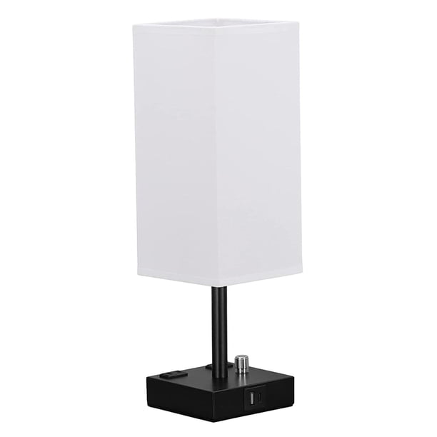 Lámpara de noche con puerto USB y salida, lámpara de mesa con puerto USB C + a y salida de CA para dormitorio, lámpara de de noche pequeña para Blanco Yinane Lámpara de noche