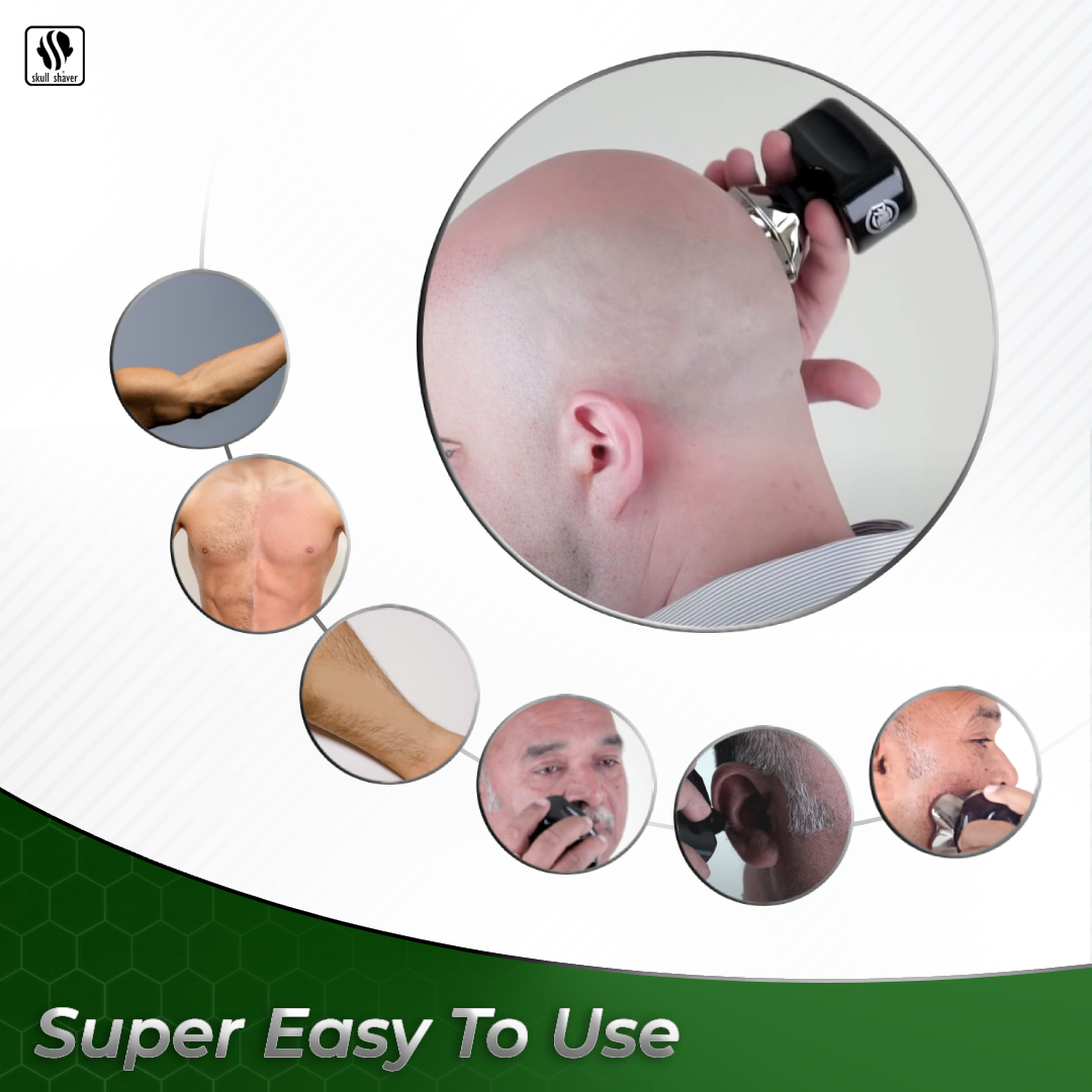 Skull Shaver Palm Shaver for Men: Best Bald Head & Face Shaver, Waterproof, Cordless, Travel-Friendly - A perfect gift for bald men/women