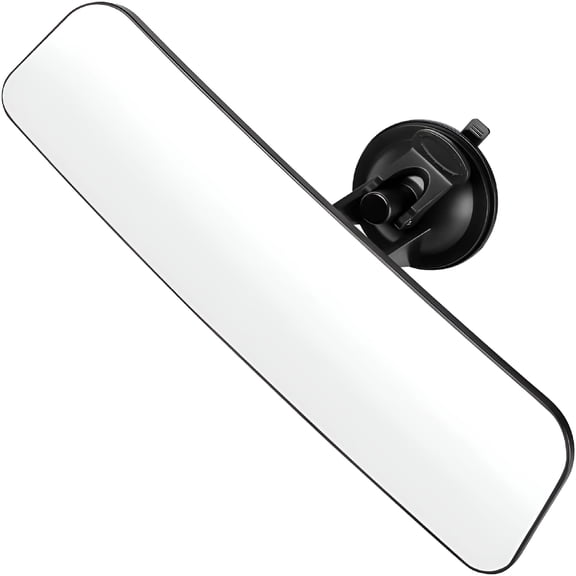 MELIVO 12" Universal Car Rear View Mirror with Suction Cup - Wide Angle Convex HD Auto Inside Rearview Mirror - 360° Adjustable Anti-Glare Blind Spot Reducer for Truck, SUV, Van, Boat