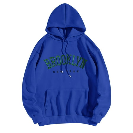 

WUDATI Women s Long Sleeve New York Letter Printed Hoodie Casual Pullover Sweatshirt Fashion Fall Winter Streetwear for Daily Wear Travel Outfits