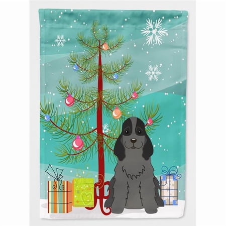 Caroline s Treasures BB4217GF Merry Christmas Tree Cocker Spaniel Black Flag Garden Size Small multicolor