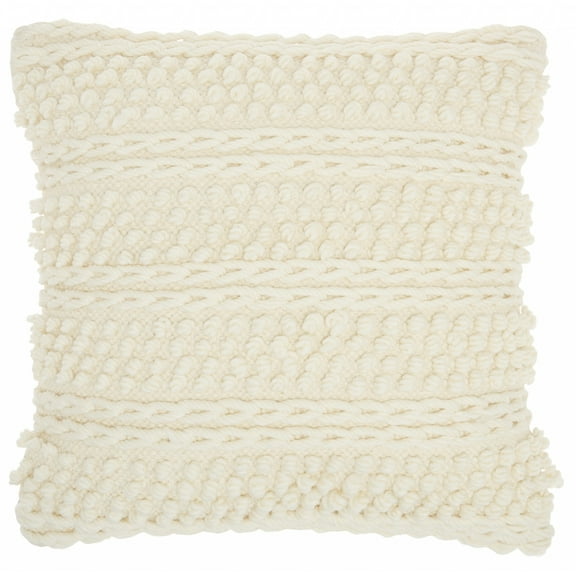 Ivory Textured Dots and Stripes Throw Pillow