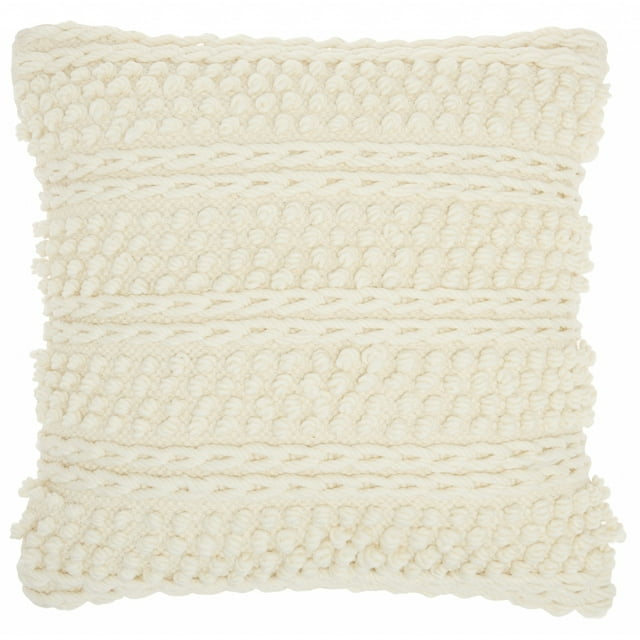 homeroots home decor 386169 Ivory Textured Dots and Stripes Throw Pillow