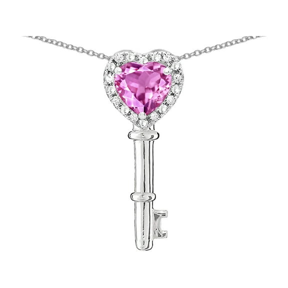 Star K � Key to My Heart Pendant Necklace with Created Pink Sapphire