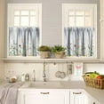 thumbnail image 2 of Green Leaves Floral Curtain Set, Flower Plant Herb Wildflower Country Spring Farmhouse Watercolor Botanical Window Valances and Tier Set for Kitchen Café Décor 54''x18'' & 27''x24''x2, 3 Panels, 2 of 4