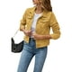 thumbnail image 1 of TRKIYQC Chaqueta de mezclilla ajustada básica para mujer, manga larga, color sólido, casual, con botones, bolsillo en el pecho, blusas vaqueras TRKIYQC moda, 1 of 5