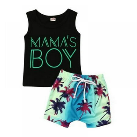 

URMAGIC Toddler Baby Boy Shorts Set T Shirt Tank Tops Letter Print Sleeveless Vest Playwear Sets Summer Clothes 2Pcs Outfit 0-24 Months