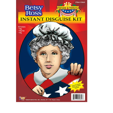 Betsy Ross Kit Hero in History American Flag Mop Hat Costume Wig Adult