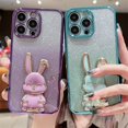 thumbnail image 3 of Para iphone 11 12 Mini Pro Max 12Pro Funda CNY 3D Lucky Rabbit Gradient Glitter Brillante Chapado TPU Soporte Cubierta, 3 of 4