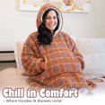 thumbnail image 3 of Catalonia Plaid Oversized Wearable Blanket Hoodie Sweatshirt, Sherpa Lounging Pullover for Adults, 3 of 7