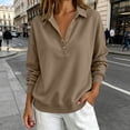 thumbnail image 2 of WAGUTH Womens Collared Henley Sweatshirt Long Sleeve Half Snap Button Pullover Loose Solid Color Casual Tops with Side Pockets, 2 of 6