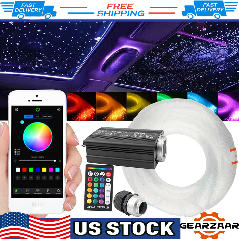 Starlight Headliner 1000pcs Fiber Optic Star Light Kit For Car & Home -  Bluetooth App Control, 15 Colors, 12V LED Starlights For Car