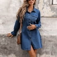thumbnail image 4 of Omexry Pink Dresses Womens Long Sleeve Turndown Collar Button Pocket Dress, 4 of 8