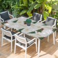 thumbnail image 2 of Grey Christmas Table Cloths for 3 Foot Rectangle Tables, Winter Green Pine Tree Gold Snowflake Patio Waterproof Elastic Fitted Tablecloths, Washable Rectangular Table Cover for Camping, 2 of 8