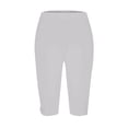 thumbnail image 5 of Women's Yoga Capri Leggings High Waist Stretch Knee Length Capris Workout Athletic Pants for Gym Gray XXXL, 5 of 5
