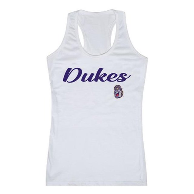 W Republic 557-188-WHT-03 James Madison University Womens Script Tank Top, White - Large