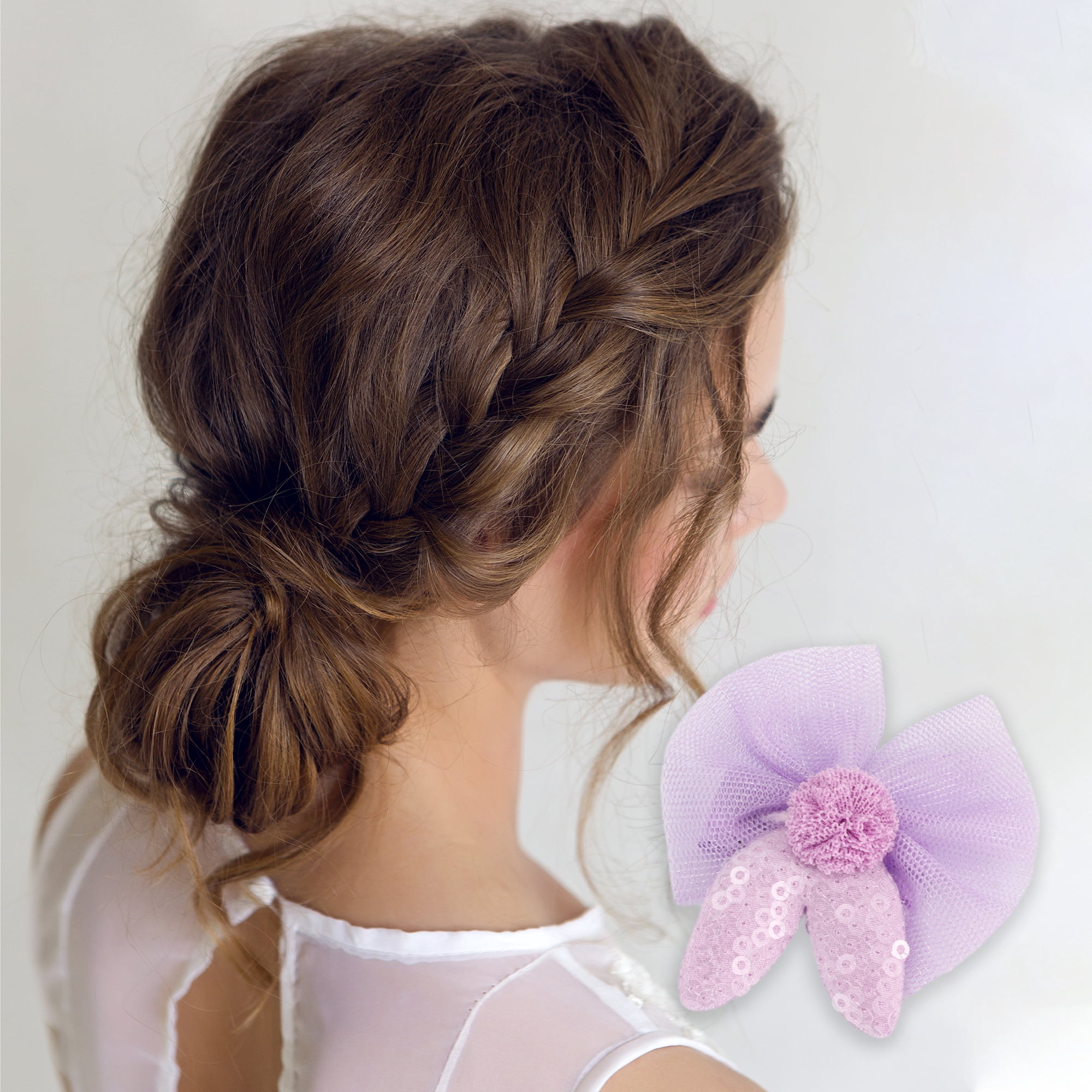 Unique Bargains 8Pcs Cute Flowers Bow Hair Clips Hairdo Clip Light Purple