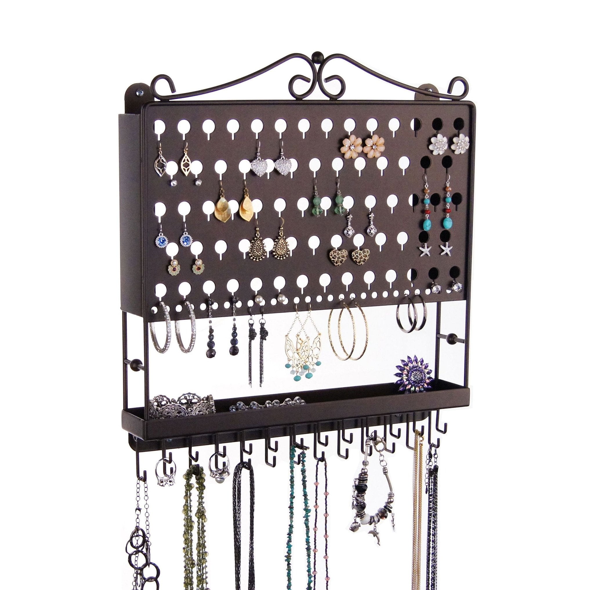 Jewelry holder earring organizer rack wall necklace hanging storage earrings mount display guide stud pierced angelynn tray