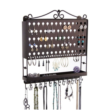 holder earring jewelry organizer necklace hanging storage mount rack closet bronze angelynn rubbed accessory angel organizers display walmart