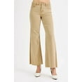 thumbnail image 4 of Womens Wide Leg Jeans with Raw Hem Cropped Khaki Beige High Waisted Stretch Denim Plus Size Casual Everyday Wear, 4 of 6