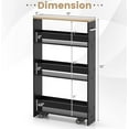 thumbnail image 2 of PetFurnishn Slim Rolling Storage Cart, 4-Tier Rolling Utility Cart, Wood Kitchen Storage Cart with Handle & Wheels, Narrow Rolling Shelving Unit for Kitchen Bathroom Laundry Small Places (Dark), 2 of 9