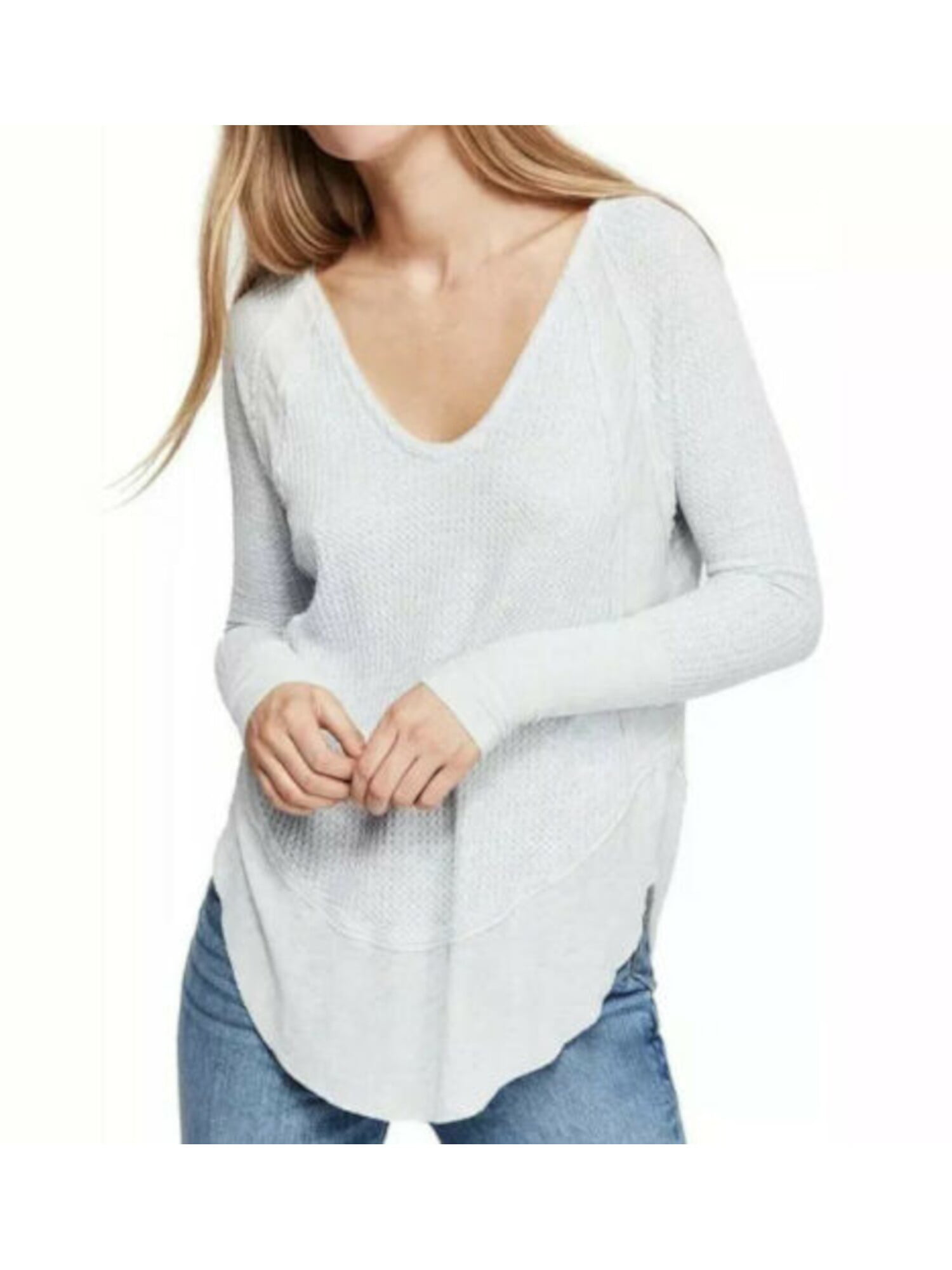WE THE FREE PEOPLE Womens Waffle Knit Thermal Long Sleeve Shirt S
