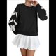 thumbnail image 2 of Blusa de Larga con Lazo Y2K para Mujer - Cuello Redondo Rojo con Lazo Navideño y de Año - Camisa Holgada Extragrande Negro S, 2 of 10