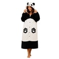 thumbnail image 2 of Yeahitch Coral Fleece Womens Robes with Pockets Thick Cartoon Panda Winter Warm Robes for Women Women's Pajamas(Black,L), 2 of 6