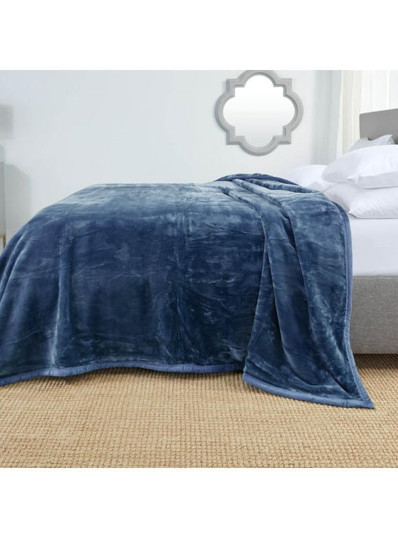 Nestl Ultra Plush Heavy Thick Raschel Imitation Mink Bed Blanket, 55 x 82, Navy