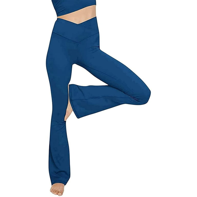 Flare Leggings, Crossover Yoga Pants with Tummy Control, High-Waisted and  Wide Leg 