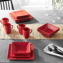 Nova Square 16 pc Dinnerware Set, Red