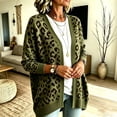 thumbnail image 5 of Dweltoz Womens Leopard Print Cardigan Sweater V Neck Open Front Knitted Cardigan Button Down Fuzzy Y2k Fall Sweaters Coat Plus Size Cozy Fall Sweater Outerwear, 5 of 5