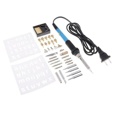 

37PCS 60W Wood Burning Pen Welding Tips Stencil Soldering Iron US Plug