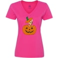 thumbnail image 3 of Inktastic Halloween Chihuahua Pumpkin Women's V-Neck T-Shirt, 3 of 5