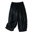 thumbnail image 2 of Nuoqisi Women's Culottes Cotton Linen Cropped Wide Leg Pants Elastic Waist Casual Palazzo Trousers with Pockets, 2 of 5