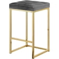 thumbnail image 2 of Meridian Furniture Nicola 26.5"H Velvet Counter Stool in Gray (Set of 2), 2 of 6