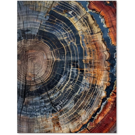 Wrap Frame Canvas Print Vintage Trendy Abstract Tree Ring Wall Art Modern Colorful Nature Minimalist Aesthetic Canvas Prints for Farmhouse Living Room Wall Decor