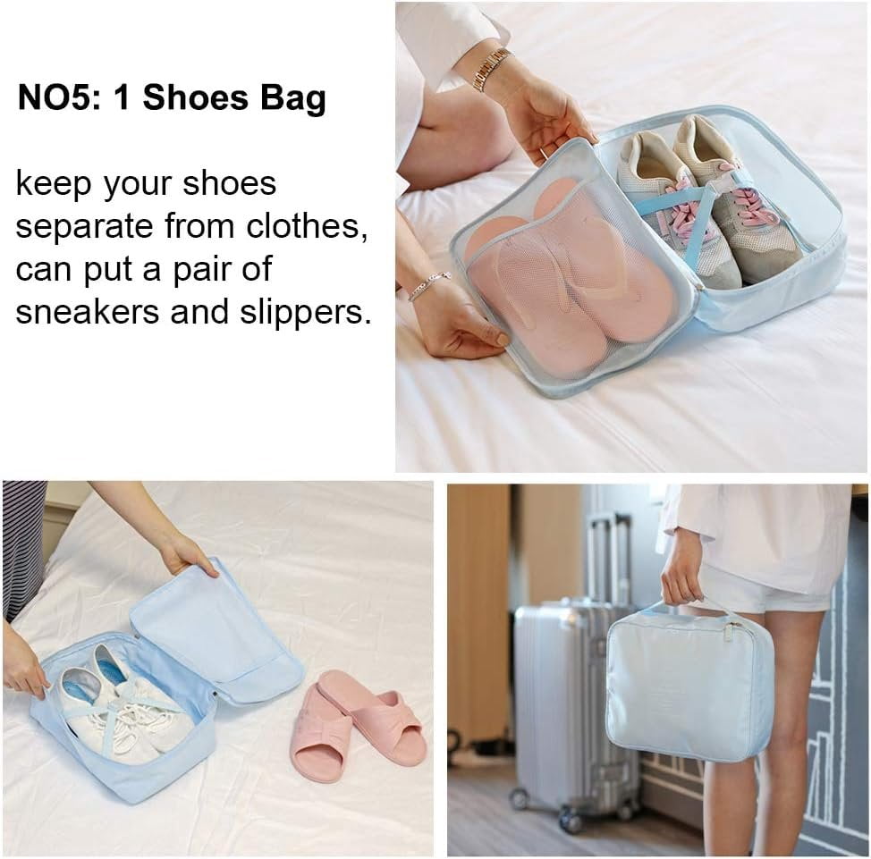 Travel Packing Cubes 8 count Set, Luggage Packing Organizers with Shoe Bag and Toiletry Bag