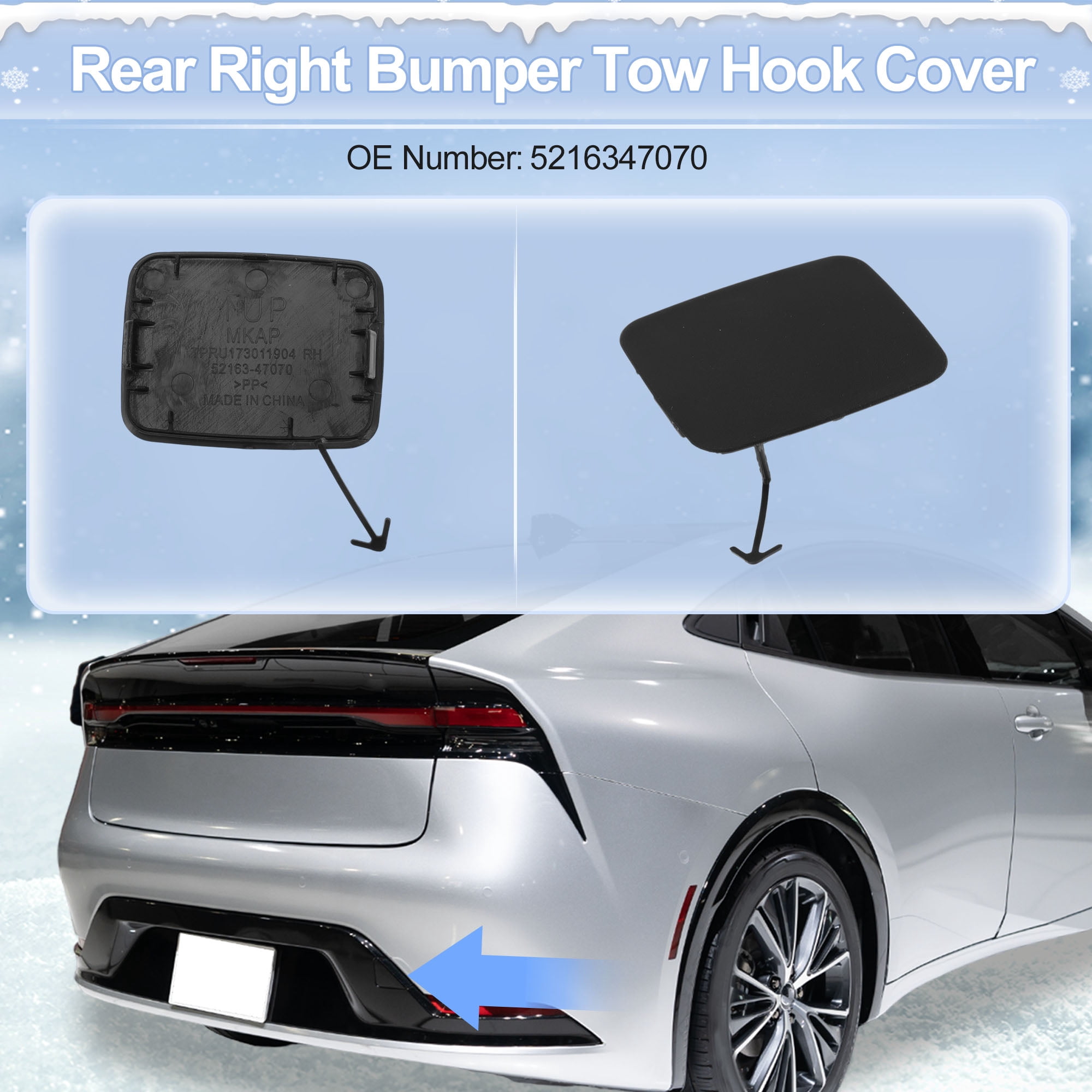 Unique Bargains Rear Right Car Tow Hook Cover for Toyota Prius Prime 2017-2021