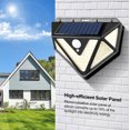 thumbnail image 4 of Luz solar para exteriores, versión mejorada 2020, luz solar con sensor de movimiento con función de alarma, 3 modos de iluminación, gran angular de 270°, luz de inundación solar impermeable IP65, para porche, patio, entrada (4 piezas) JM, 4 of 5