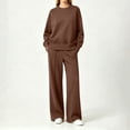 thumbnail image 5 of Ashirexll 2 Piece Sets for Women Long Sleeve Round Neck Top with Wide Leg Pants Pocket Casual Outdoor Loose Set, 5 of 6